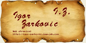 Igor Žarković vizit kartica